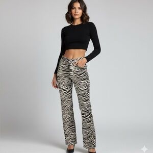 NWOT, Zara Black and White Zebra Pattern Trousers
